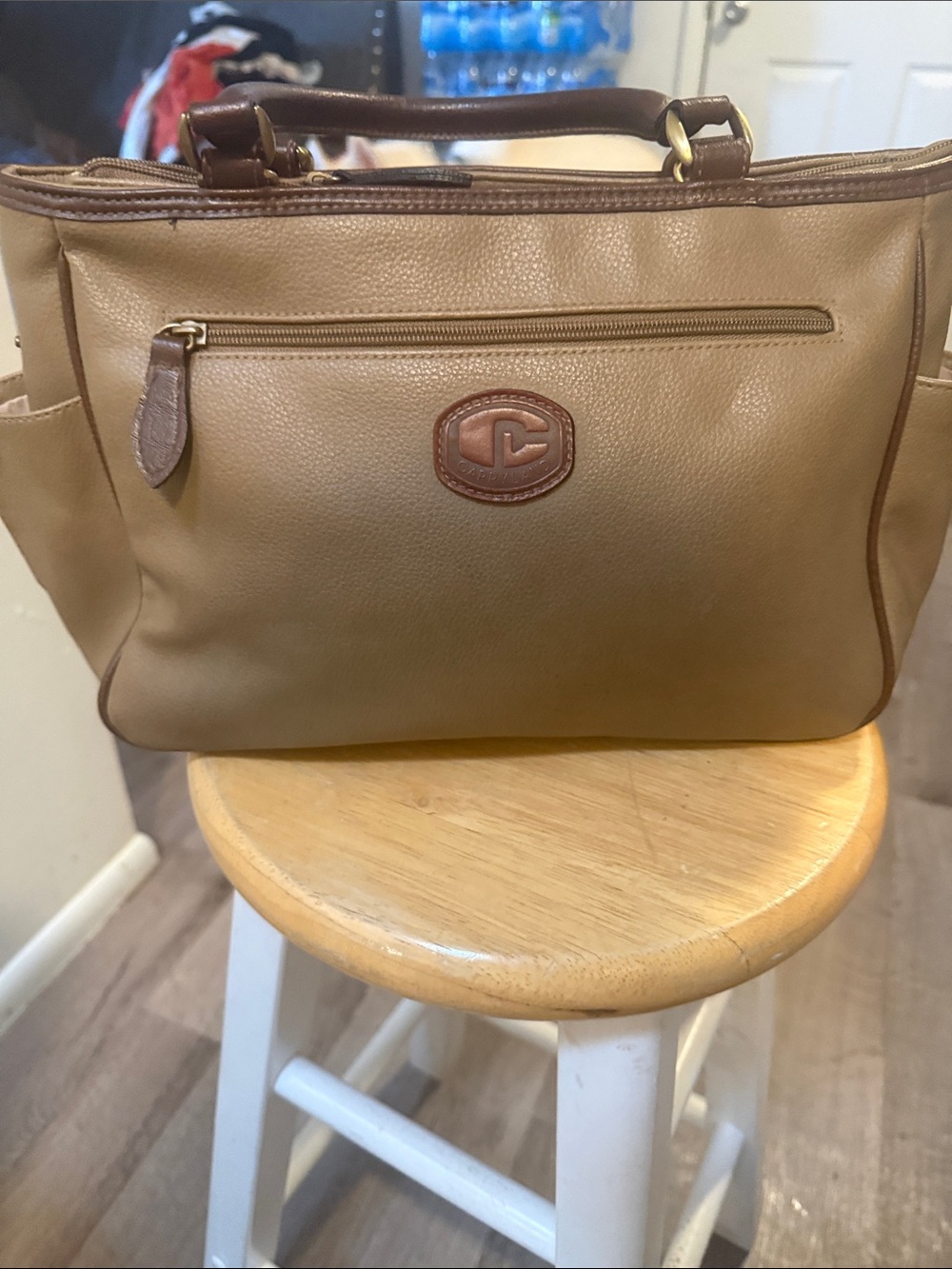 Tignanello Tan and Brown Leather Shoulder Bag